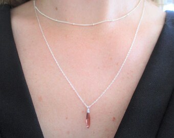 Two necklaces in 925 sterling silver - tone chain and Swarovski Crystal pendant-ball chain.