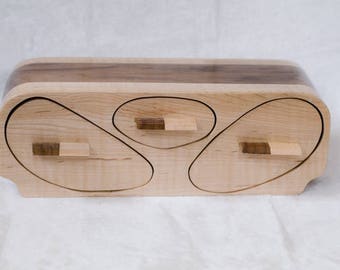 Walnut and Maple Three Drawer Jewelry Box