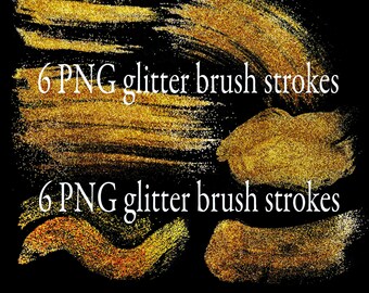 Glitter brush strokes/clip art PNG/transparent background/gold confetti/hand painted/bling metallic/textured digital paper/cards/invitations