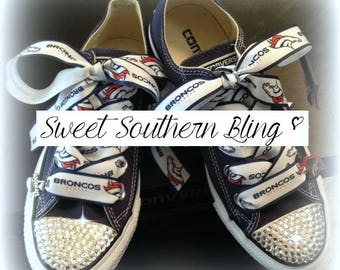 Denver Broncos Bling Converse Shoes