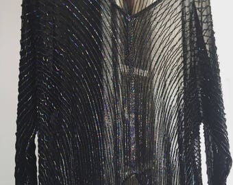 70's beaded silk blouse
