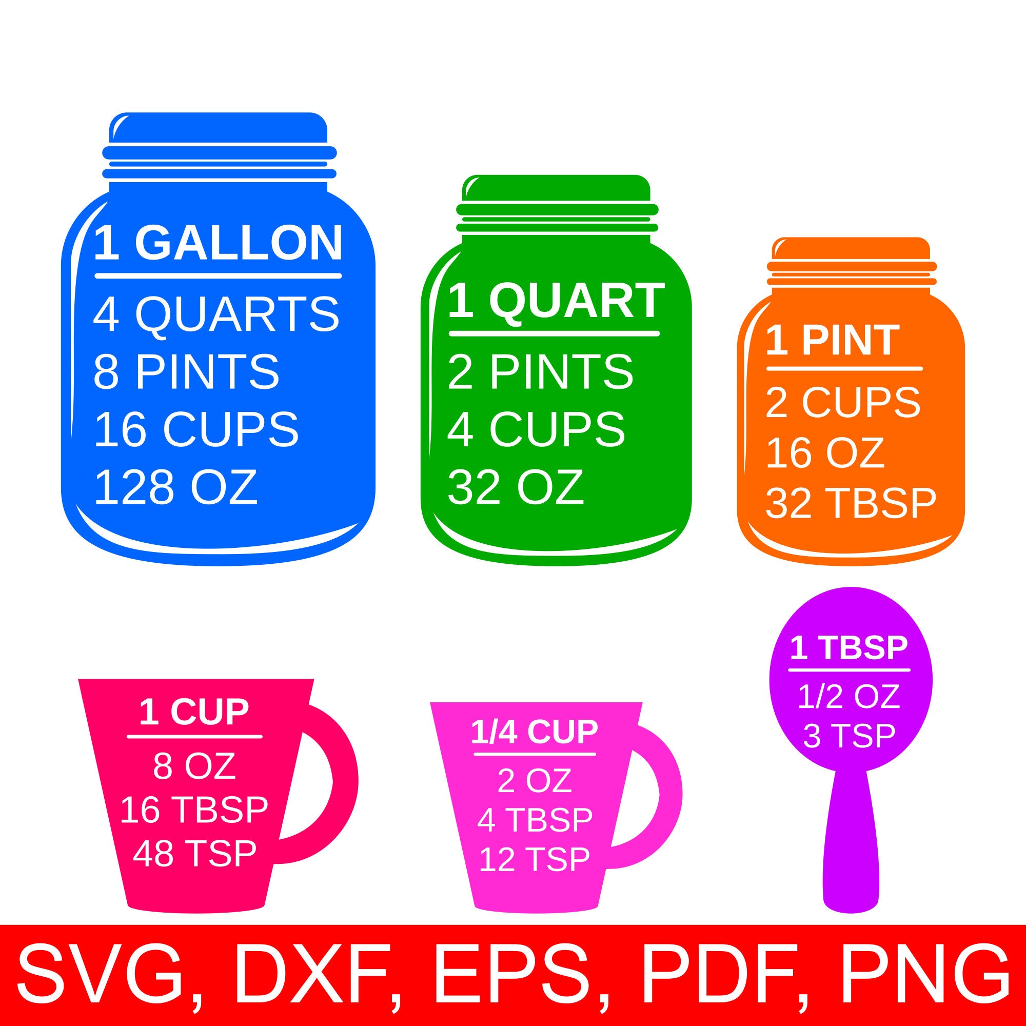 Download Colorful Measuring Cups SVG and Printable Kitchen ...