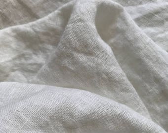 Pure linen Off white linen fabric prewashed pure linen for home textile, table linens, sewing, washed, dense, soft fabric for light clothes.