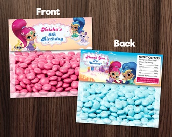 Personalized Shimmer and Shine Bag Topper Birthday Party Favor Toppers Genie Tag Printable DIY - Digital File