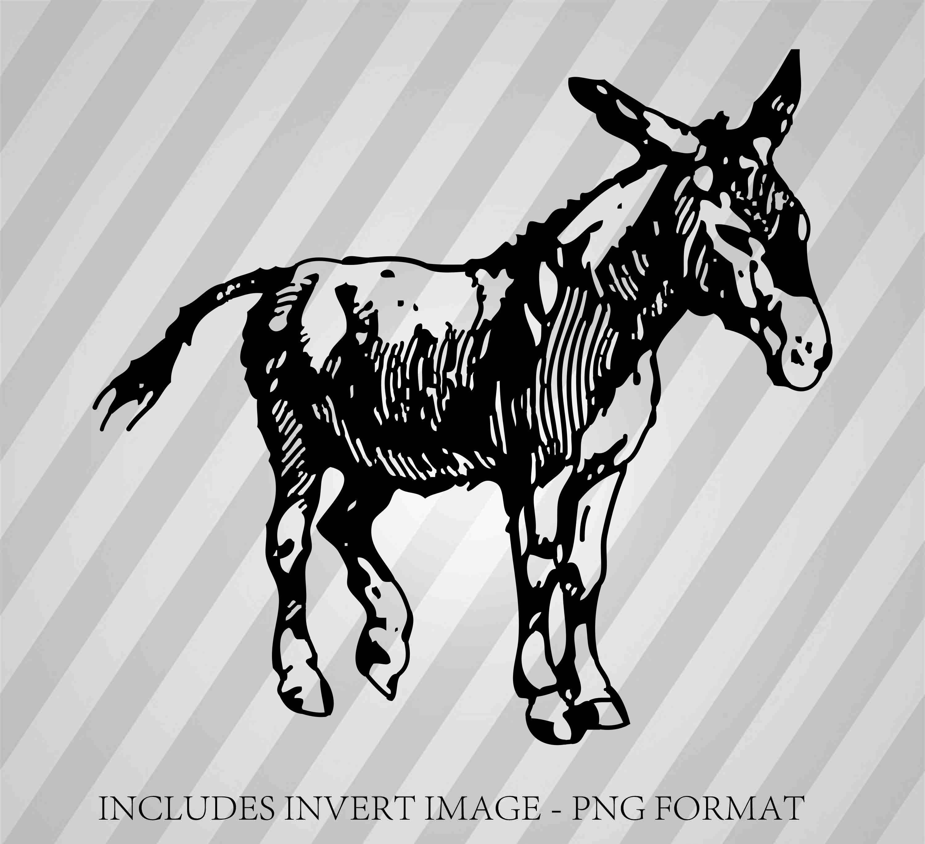 donkey - Svg Dxf Eps Silhouette Rld RDWorks Pdf Png AI Files Digital ...