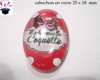 1 cabochon glass 25mm x 18mm flirtatious theme