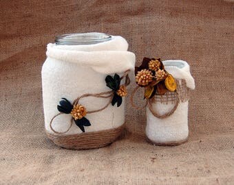 Shabby Chic Upcycling flower vases, candle holders, favor idea