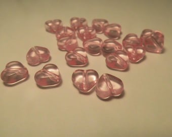 20 HEARTS 10MM PINK BEADS