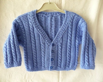 Handmade Blue Boy 2/3 cable knit Cardigan
