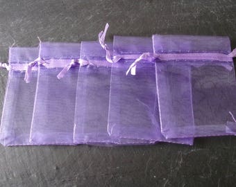 Set of 10 pouches organza purple 7 x 9 cm