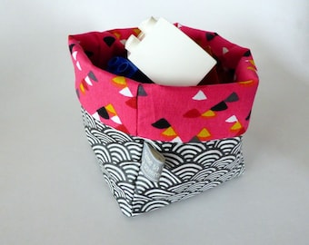 Basket in laminated cotton fabric and coordinating patterns