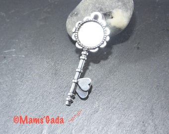 Support cabochon pendant key fob, key 72 mm silvered Metal ring 20mm REF:2 / 240