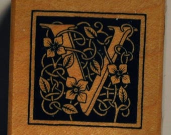 Wood stamp - letter V