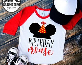 Mickey Mouse Birthday Shirt - Disney Birthday Shirt - Mickey Mouse Raglan - Birthday Mouse - Mickey Birthday Raglan