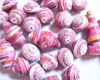 set of 28 paper Pearl different shapes and red/orange pink