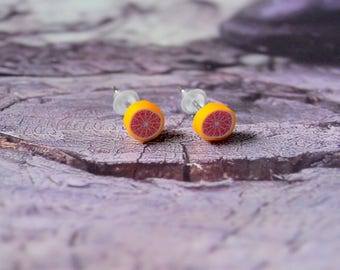 Grapefruit stud earrings. jewel
