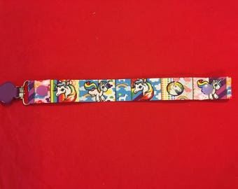Pacifier clip Unicorn heart purple