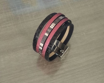 Red, black and Brown Cuff Bracelet
