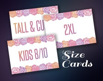 Size Cards, Sizing Cards, Size Tags Sign, Clothing Size, Size Sign, Digital File, Instant Download, Home Office Approved Color&Fonts
