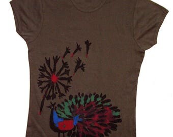 vintage hand painted Peacock t-shirt
