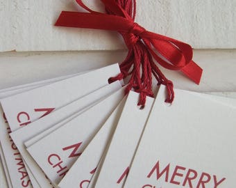 Set of 20 labels Christmas - Merry Christmas (red)