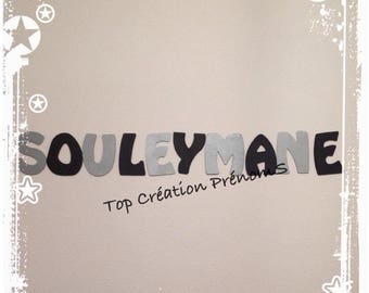 Name personalized - 15 cm tall no glitter painted wood letter