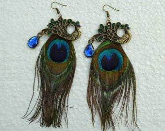 earrings with Peacock charm