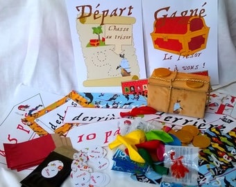 Accessories and treasure pirate with treasure hunting for 8 children