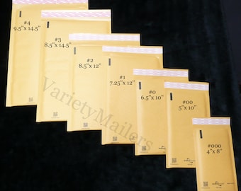 21 Kraft Bubble Postal Envelope Mailer Variety Pack ~ 7 SIZES ~ Made in the USA!