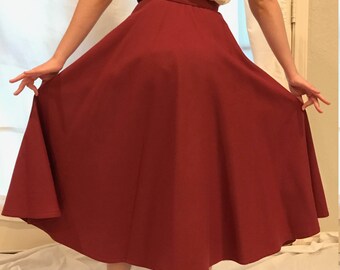 80s Wool Skirt, Long Skirt, Vintage Skirt, High Waisted Skirt, Red Skirt, Retro Skirt, Winter Skirt