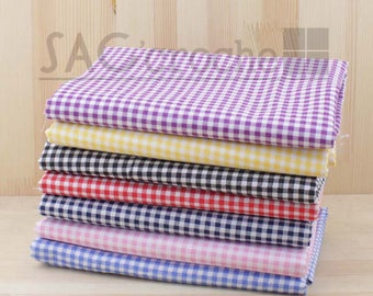 Lot of 7 x coupons 50X50CM tile GINGHAM patchwork bag sewing cotton fabric