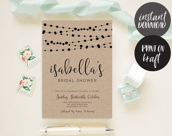 Bridal Shower Invitation INSTANT DOWNLOAD, Bridal Shower Invite, Before I do, Bachelorette Printable, Hens Night Invitation - Garland