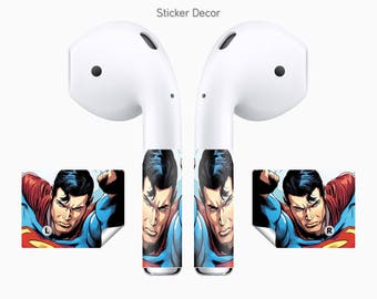 AirPods Stickers Superman, DC, Comics, 2-Sets, Wraps, Skin, Cover, Decal
