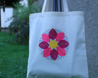 Tote bag unique, peint à la main, sac coton, sac cabas, sac shopping, sac de toile, sac de plage, sac à main, fleurs