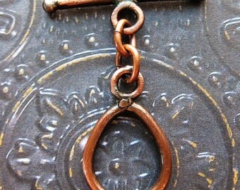 Antiqued Copper Teardrop Toggle Clasp - 1.25 inches in length