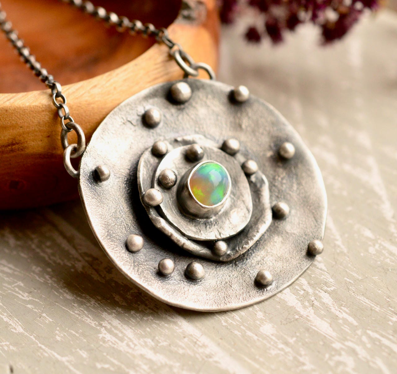 Opal Necklace Game of Thrones Jewelry Oxidized Silver