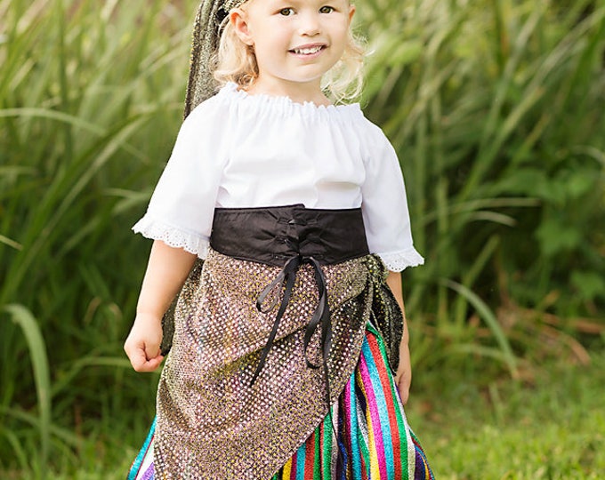 Gypsy Costume - Gypsy Skirt - Gypsy Birthday - Birthday Outfit - Gypsy Party - Girls Peasant Top - Photo Prop - sizes 2t to 6 years