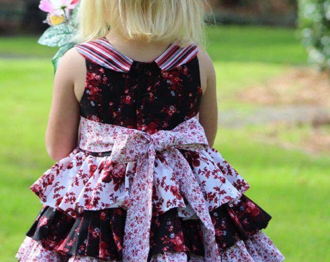 Layered Dress - Ruffle Dress - Black and Red Dress - Little Girl Dress - Birthday Dress - Toddler Clothes - Baby Girl Dress - 6 mo - 8yrs