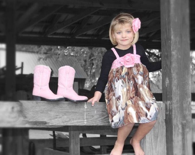 Girly Barnyard Birthday - Cowgirl Dress - Cowgirl Birthday - Baby Western Dress - Toddler Girl Dress - Personalized Dress - 6 mo to 8 yrs