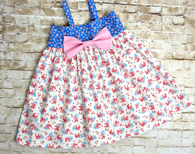 Valentines Day Dress - My 1st Valentines - Big Bow Dress - Baby Girl Dress - Toddler Girl Clothes - Pink Hearts - Sizes 6 months to 8 years