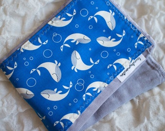 Baby burp cloth - gray whales hand dyed burp cloth