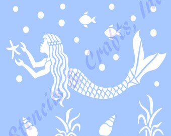 5" MERMAID STENCIL TEMPLATE ocean nautical sea fish starfish coastal background templates stencils beach shells shell craft paint art new