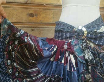 The window lady signature gypsy necktie bustle ruffle skirt handmade ooak festival burningman Gothic punk lolita mori patchwork designer
