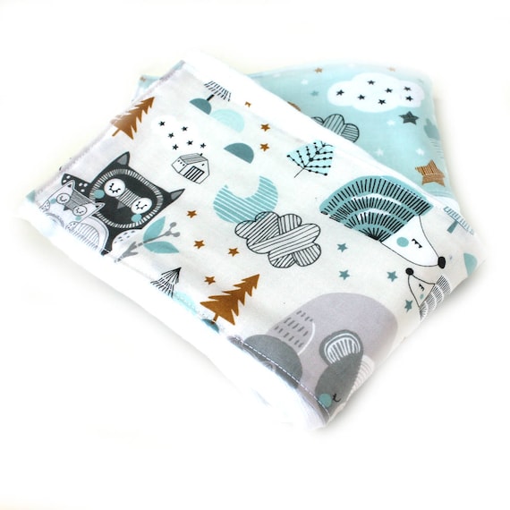 Boy Animal Burp Cloths - Woodland Burp Cloths - Blue Gray Gold Diaper Burp Cloth // Baby Shower Gift // Blue Burp Cloth