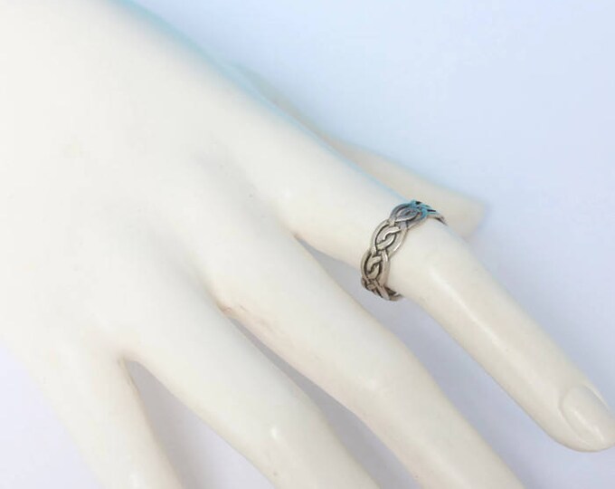 Sterling Silver Celtic Style Ring Woven Design Size 6.5 Vintage