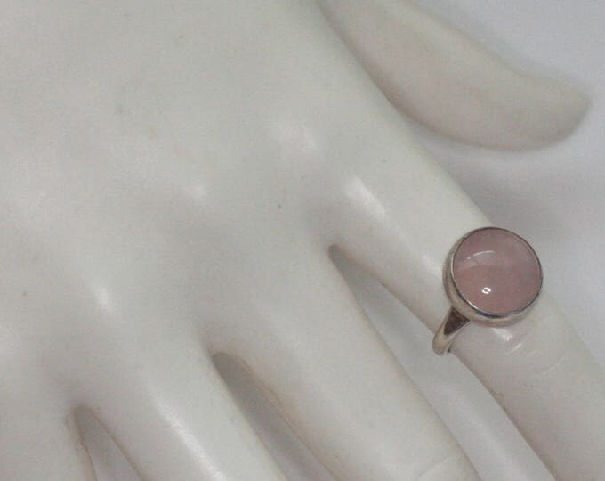 Pink Gemstone Sterling Silver Ring Modernist Design Size 6 Vintage