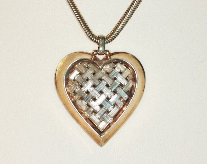 Crystal Heart Pendant Necklace Trifari Heart Throb A. Philippe 1951