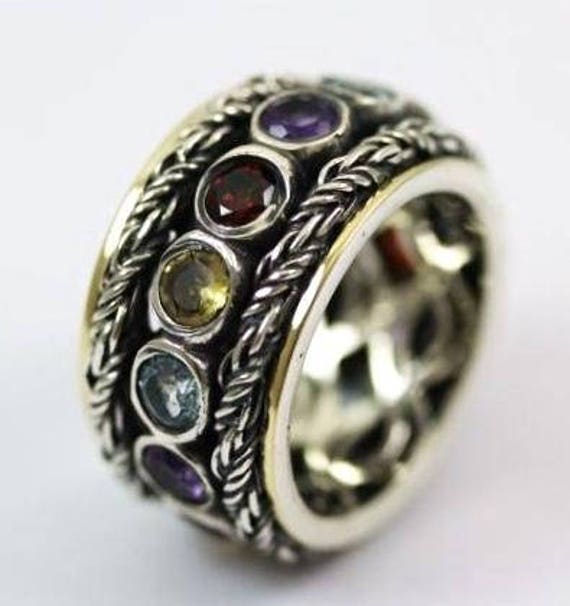 Gemstones spinner ring