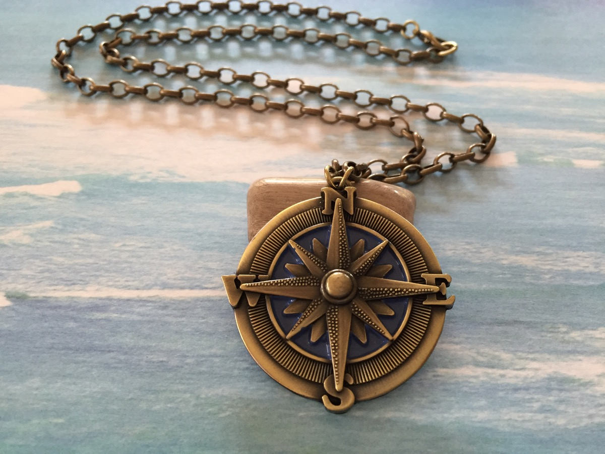 Nautical Compass Mens Unisex Necklace 24 Brass Compass
