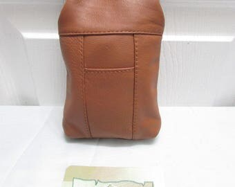 Vintage NOS Brown Pebbled Genuine Leather Cigarette Case With Lighter Pocket-Leather Cigarettes Case-Brown Leather Cigarettes Case